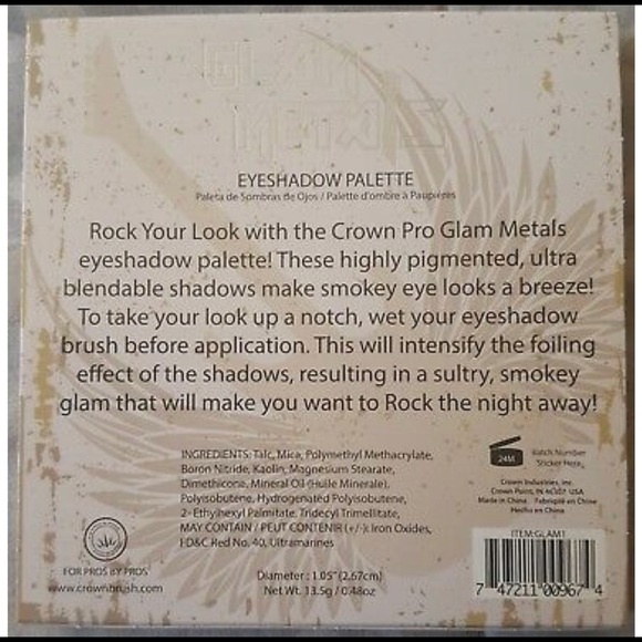 Crown pro glam metals eyeshadow pallet. Beautiful dark rich colors. Made in USA - Picture 2 of 4